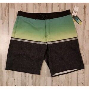 Burnside Board Shorts Swim Trunks Mens Size 36 Gray Green Stretch Bottle Opener